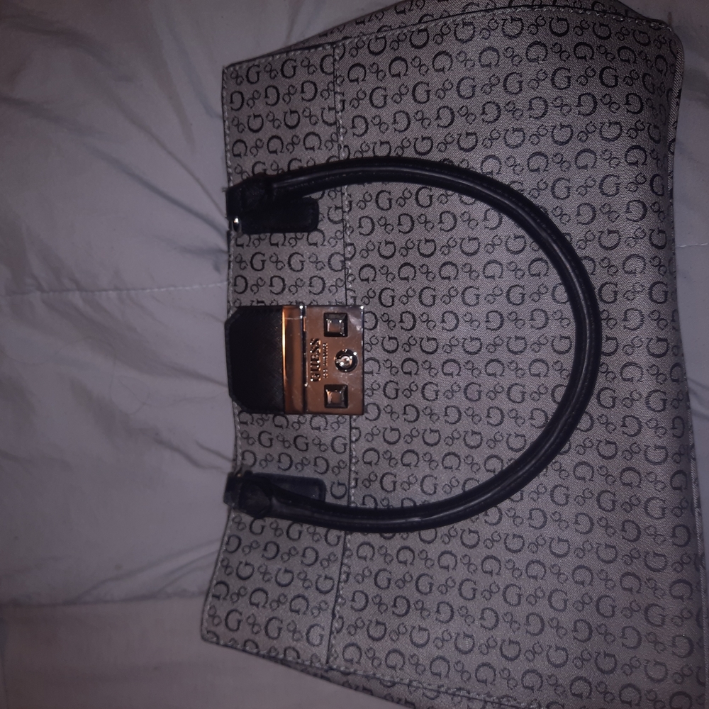 Gucci Monogram Handbag with Black Handles